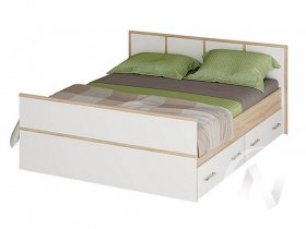 Двуспальная кровать 1,4м Сакура (дуб сонома/белый) в Томмоте - tommot.mebel-nsk.ru | фото