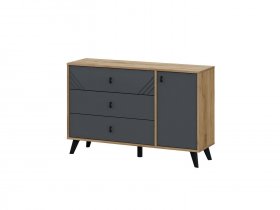 Комод 3ящ. и 1ств. Байкал (дуб крафт золотой/графит) в Томмоте - tommot.mebel-nsk.ru | фото