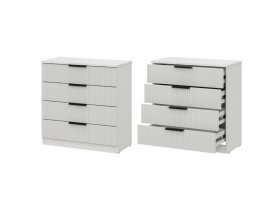 Комод 4 ящика (МДФ) Эккервуд (белый) в Томмоте - tommot.mebel-nsk.ru | фото