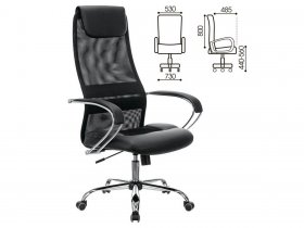 Кресло офисное BRABIX PREMIUM Stalker EX-608 CH, хром, ткань-сетка/кожзам, черное в Томмоте - tommot.mebel-nsk.ru | фото