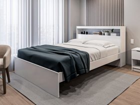 Кровать двуспальная 1,6м Бруклин СБ-3356 (белый) в Томмоте - tommot.mebel-nsk.ru | фото