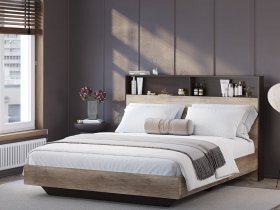 Кровать двуспальная 1,6м КР-16 Энигма (венге/дуб каньон) в Томмоте - tommot.mebel-nsk.ru | фото