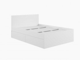 Кровать двуспальная с ящиками 1,4м Мадера-М1400 (белый) в Томмоте - tommot.mebel-nsk.ru | фото