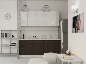Кухонный гарнитур МДФ Выгодно и точка 2,0 м (белый глянец/ироко) в Томмоте - tommot.mebel-nsk.ru | фото