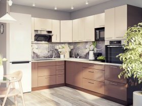 Модульная кухня Классика (ваниль/шоколад) в Томмоте - tommot.mebel-nsk.ru | фото