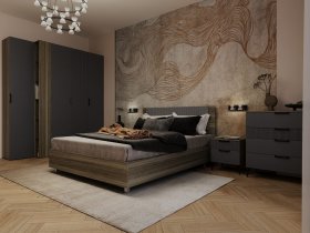 Модульная спальня Борнео (джара темная/хангва) в Томмоте - tommot.mebel-nsk.ru | фото