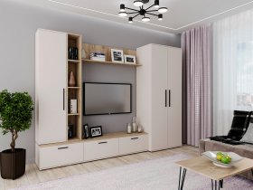 Модульная стенка Верона (сатин/дуб крафт серый) в Томмоте - tommot.mebel-nsk.ru | фото