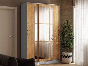 Шкаф-купе 1,4м «Стиль-2» (белый/дуб крафт золотой) в Томмоте - tommot.mebel-nsk.ru | фото