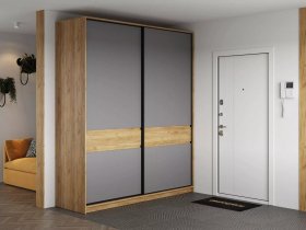 Шкаф-купе Бостон ШК-005 (2.0 м) (дуб крафт золотой/серый шифер) в Томмоте - tommot.mebel-nsk.ru | фото
