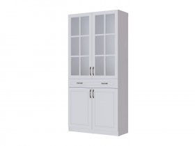 Шкаф-витрина Апполия гостиная (белый/белый дуб) в Томмоте - tommot.mebel-nsk.ru | фото