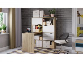Стол письменный тип 7 (дуб сонома/белый ясень) в Томмоте - tommot.mebel-nsk.ru | фото