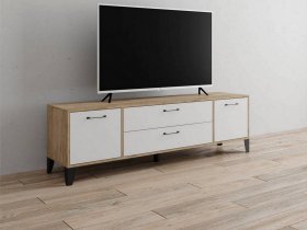 Тумба под ТВ Парус-13 (дуб крафт серый/белый) в Томмоте - tommot.mebel-nsk.ru | фото